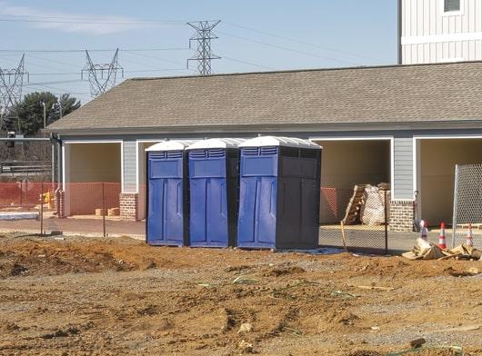 multiple construction portable restrooms can be rented at once for a single work site in order to accommodate multiple employees and prevent lines